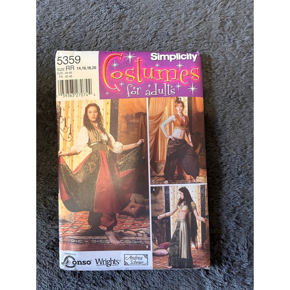 Simplicity‎ Pattern 5359 Belly Dancer Skirt Corset Harem Pants 14-20 Uncut